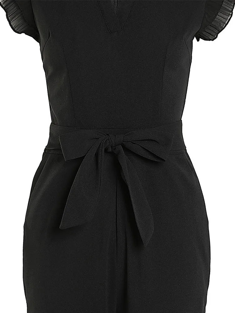 Autumn Floral Lace Jumpsuit With Belt