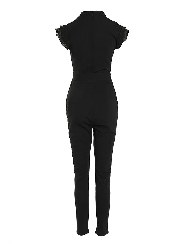 Autumn Floral Lace Jumpsuit With Belt