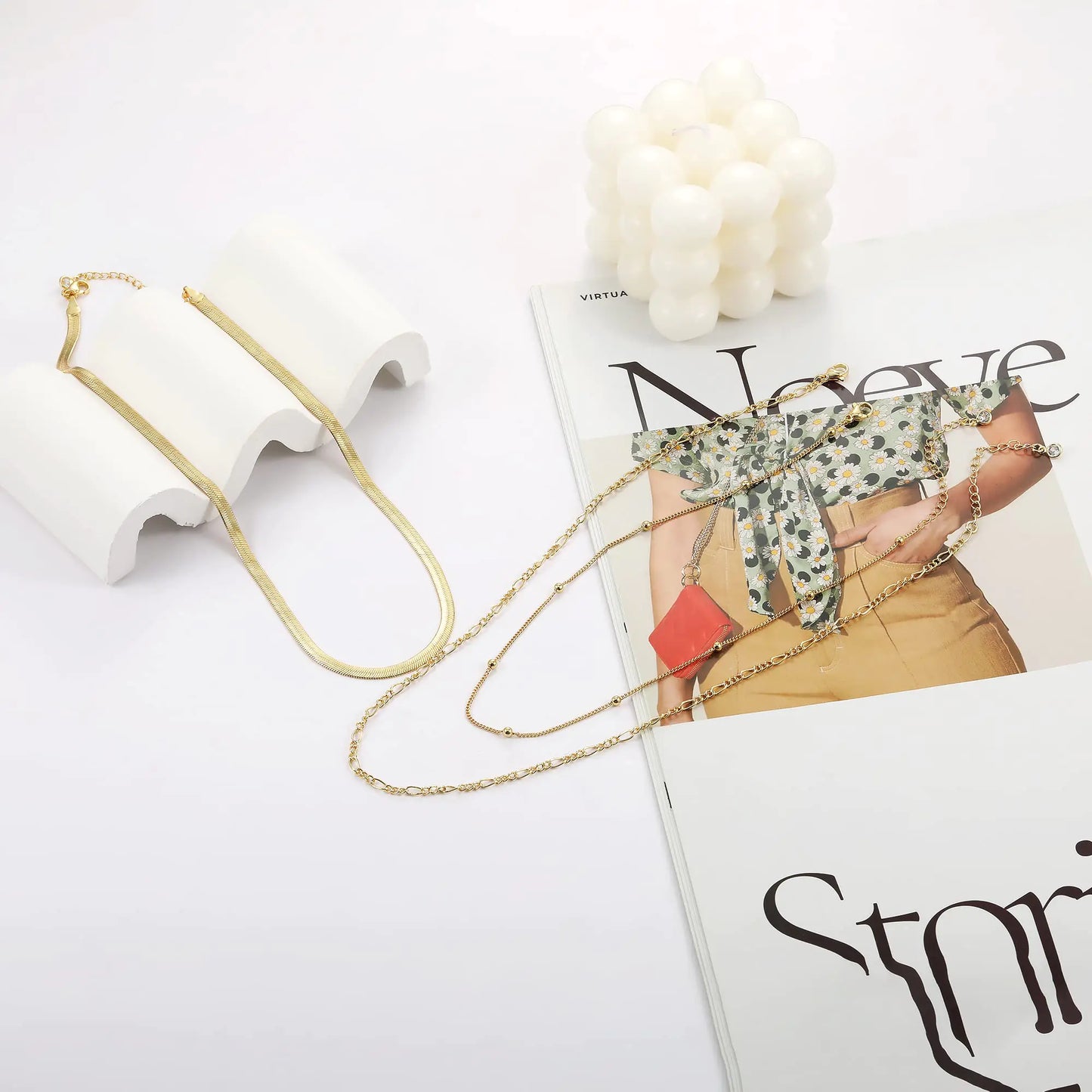 Herringbone Necklace 14k Gold Plated