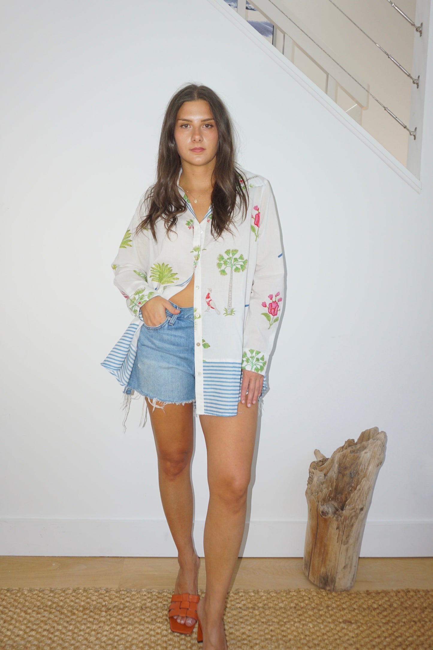 Thea Beach Shirt in Palm Paradise