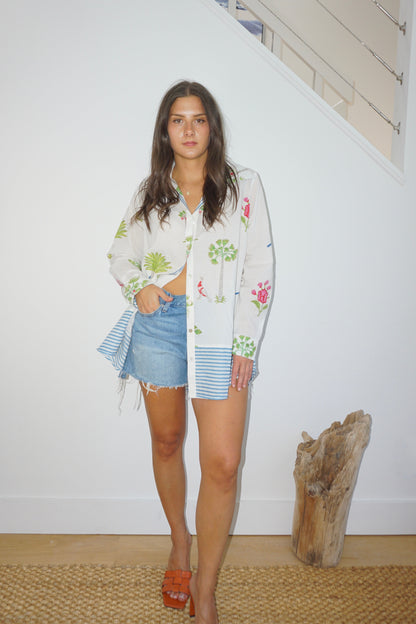 Thea Beach Shirt in Palm Paradise