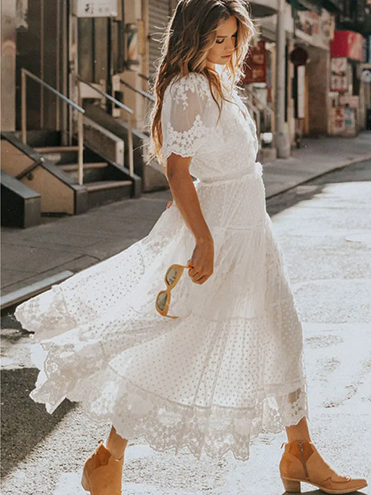 Valentina White Lace Sun Dress