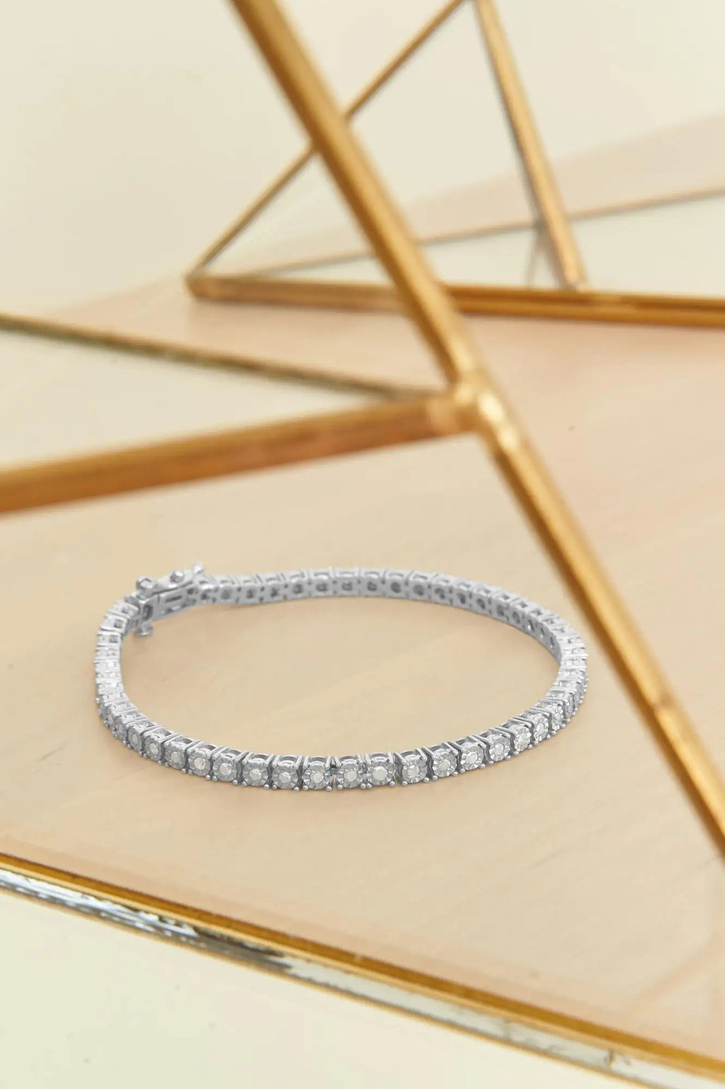 1.0 Cttw Diamond Illusion-Set Miracle Plate 925 Tennis Bracelet (I-J Color, I3 Clarity) - 7"