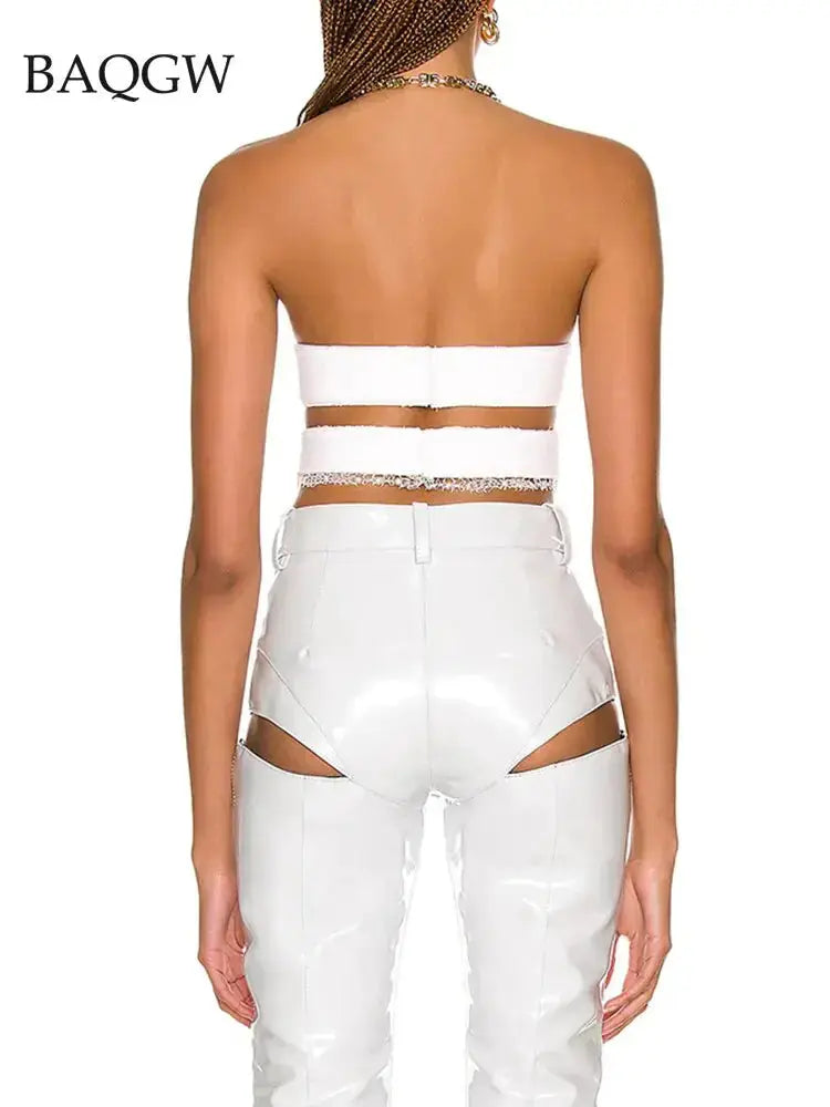 Women Sexy Strapless Luxury Lace Crop Top ENVY NYC