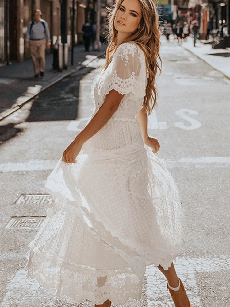 Valentina White Lace Sun Dress