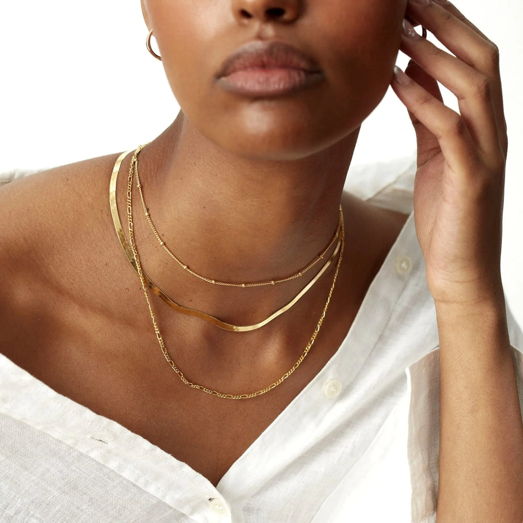 Herringbone Necklace 14k Gold Plated