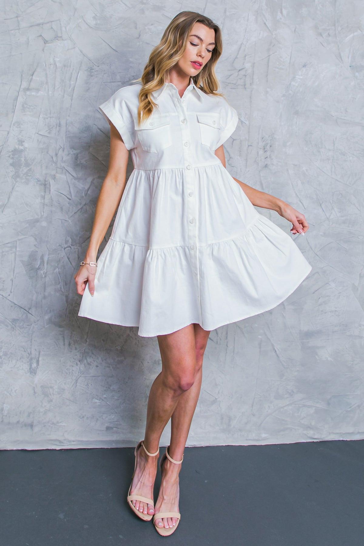 LIVE IN THE MOMENT DENIM MINI DRESS