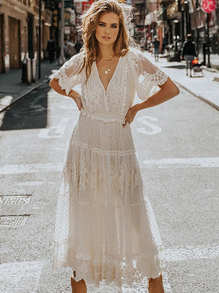 Valentina White Lace Sun Dress