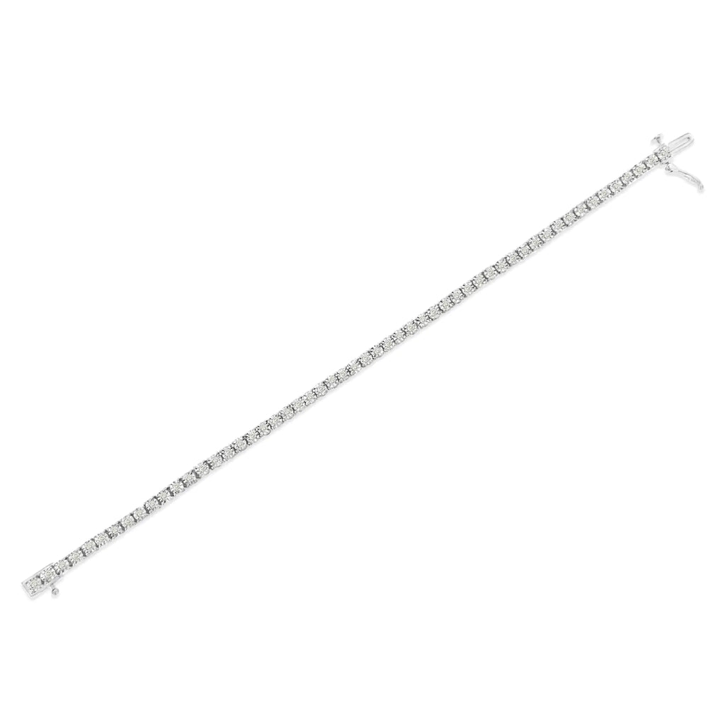 1.0 Cttw Diamond Illusion-Set Miracle Plate 925 Tennis Bracelet (I-J Color, I3 Clarity) - 7"