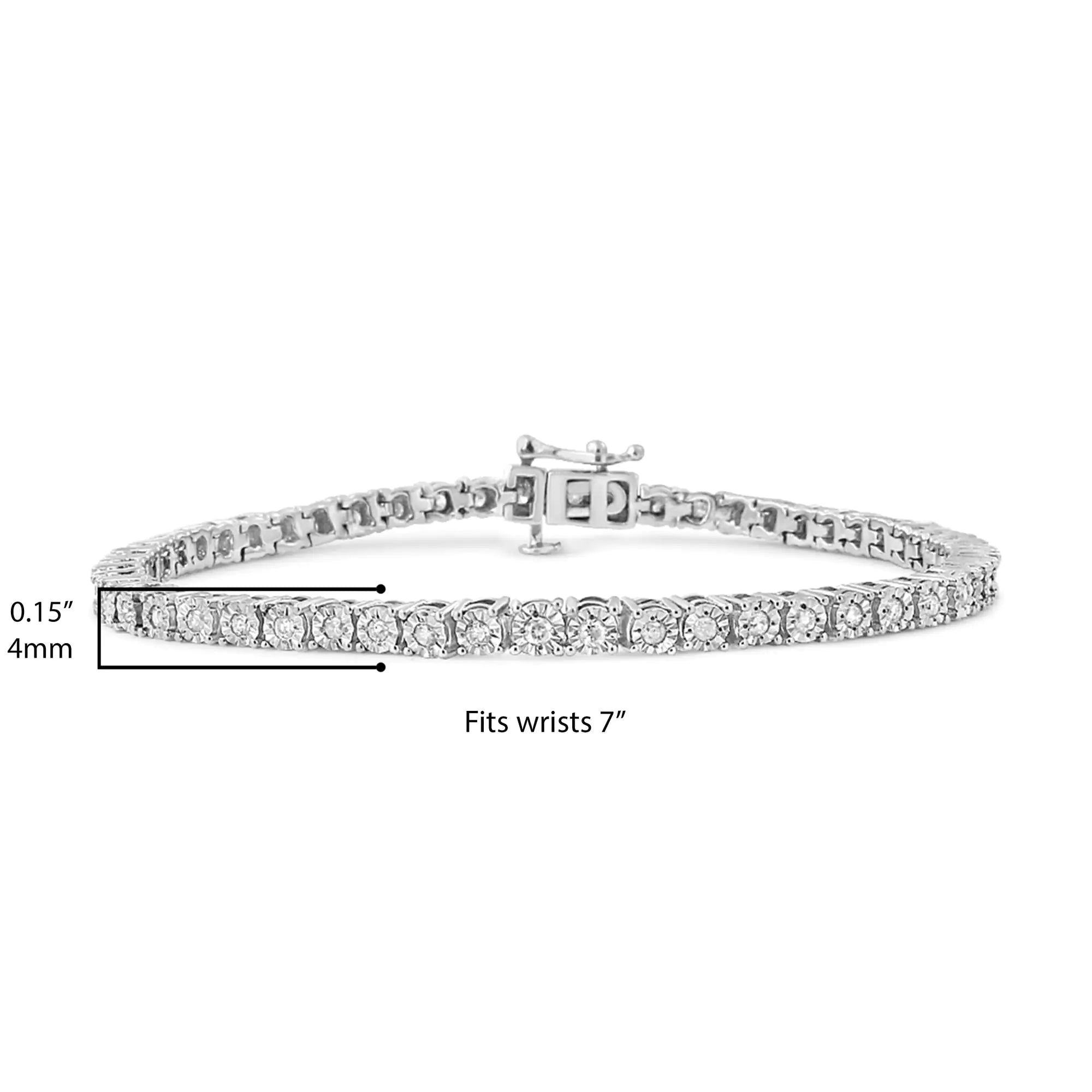 1.0 Cttw Diamond Illusion-Set Miracle Plate 925 Tennis Bracelet (I-J Color, I3 Clarity) - 7"